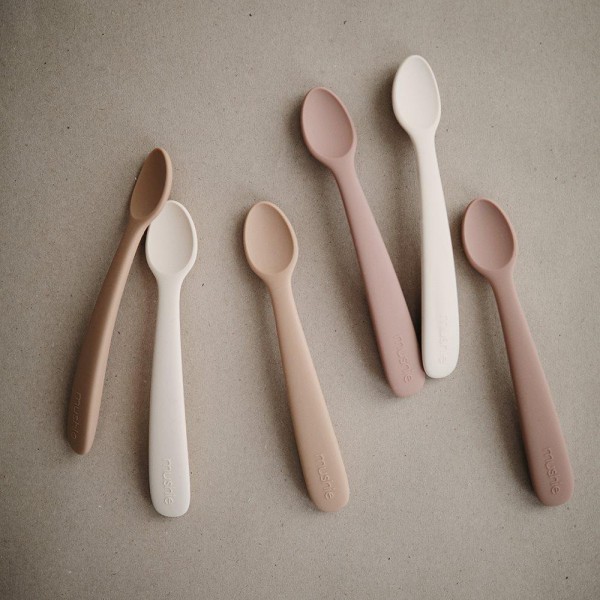 Σετ 2 Μακριά Κουταλάκια Σιλικόνης Blush/Shifting Sand - Mushie | 66-2360274