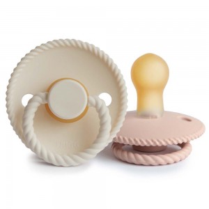 Σετ 2 Πιπίλες Latex FRIGG Rope Blush/Cream 0-6 Μηνών | 67-76281385