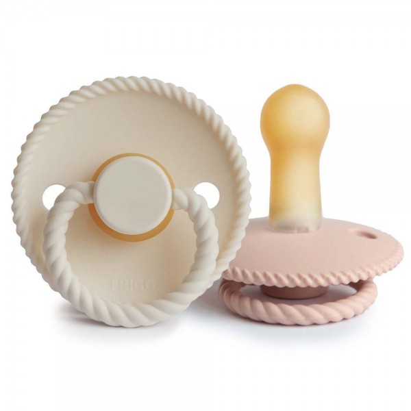 Σετ 2 Πιπίλες Latex FRIGG Rope Blush/Cream 6-18 Μηνών | 67-76282385