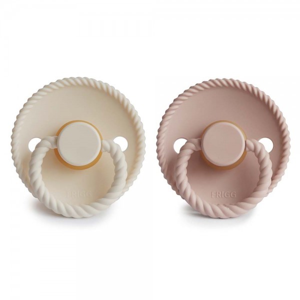 Σετ 2 Πιπίλες Latex FRIGG Rope Blush/Cream 6-18 Μηνών | 67-76282385