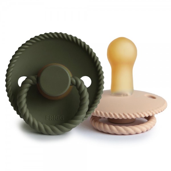 Σετ 2 Πιπίλες Latex FRIGG Rope Croissant/Olive 6-18 Μηνών | 67-76282497