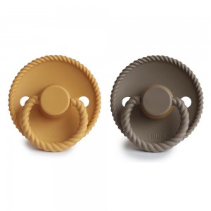 Σετ 2 Πιπίλες Latex FRIGG Rope Honey Gold/Portobello 0-6 Μηνών | 67-76281494