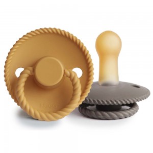 Σετ 2 Πιπίλες Latex FRIGG Rope Honey Gold/Portobello 6-18 Μηνών | 67-76282494