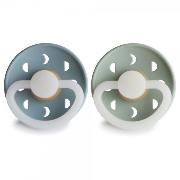 Σετ 2 Πιπίλες Latex Νυκτός FRIGG Moon Phase Stone Blue/Sage 6-18 Μηνών | 67-100178