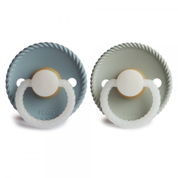 Σετ 2 Πιπίλες Latex Νυκτός FRIGG Rope Stone Blue/Sage 0-6 Μηνών | 67-100173