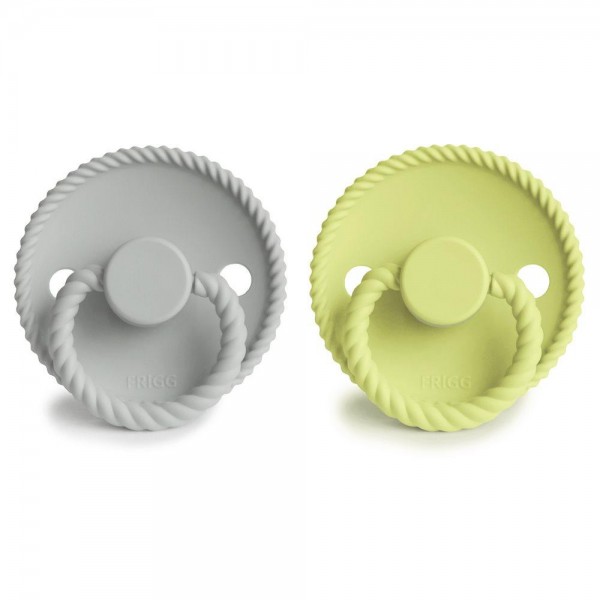 Σετ 2 Πιπίλες Σιλικόνης FRIGG Rope Silver Gray/Green Tea 0-6 Μηνών | 67-101623