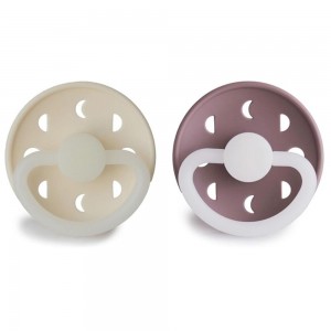 Σετ 2 Πιπίλες Σιλικόνης Νυκτός FRIGG Moon Phase Cream/Twilight Mauve 0-6 Μηνών | 67-100191