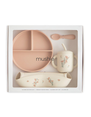 Σετ Δώρου 4 Τεμαχίων Φαγητού Pink Flowers - Mushie | 66-102044
