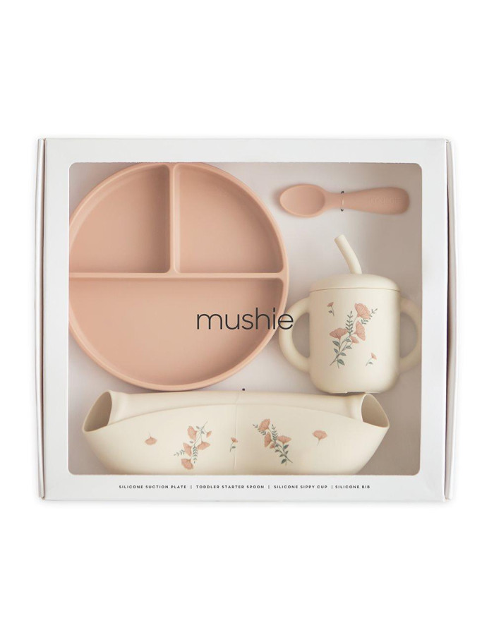 Σετ Δώρου 4 Τεμαχίων Φαγητού Pink Flowers - Mushie | 66-102044