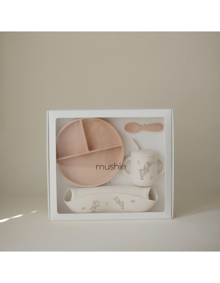 Σετ Δώρου 4 Τεμαχίων Φαγητού Pink Flowers - Mushie | 66-102044