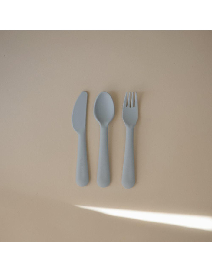 Σετ Κουτάλι Πηρούνι Μαχαίρι PP Powder Blue - Mushie | 66-101338