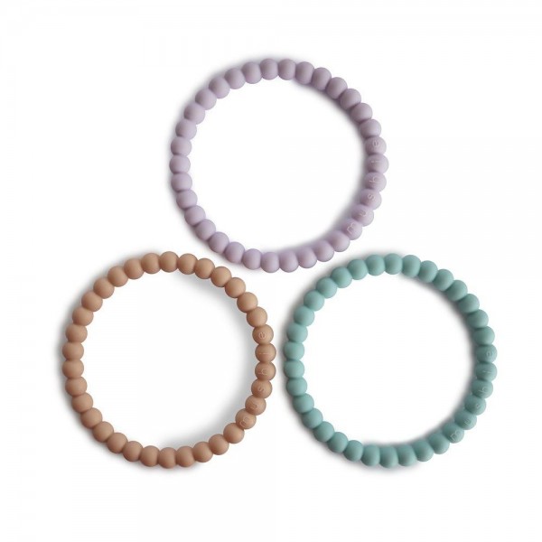 Σετ 3 Βραχιόλια Οδοντοφυΐας - Lilac/Cyan/Soft Peach - Mushie | 66-2570322
