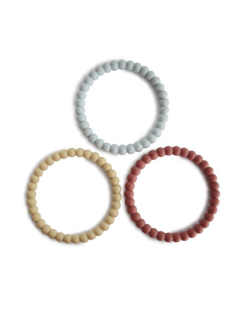 Mushie Pearl Teething Bracelet made of Silicone for 0 m+ 3pcs