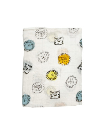 Πάνα Μουσελίνα Lions Bamboo 120x120cm | Gamberritos