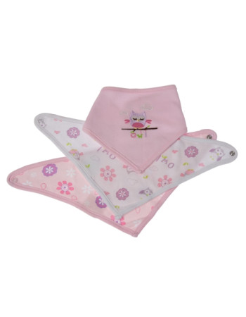 Σαλιάρες Bandana 3τμχ.Pink Owl | Gamberritos
