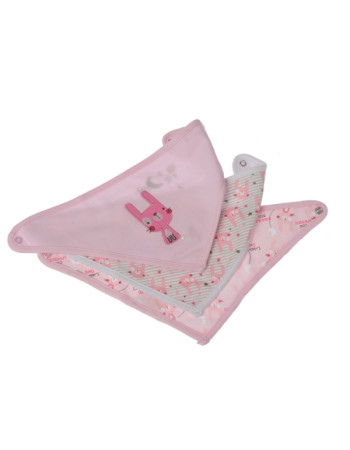 Σαλιάρες Bandana Pink Bunny 3τμχ. | Gamberritos