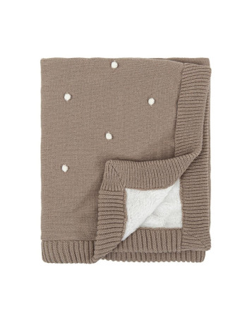 Κουβέρτα Πλεκτή με Fleece Coralina Γκρι/Μπεζ 80x100εκ. | Bimbidreams