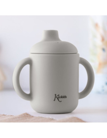 Εκπαιδευτικό Ποτηράκι Σιλικόνης 120ml. | Γκρι | Kiokids