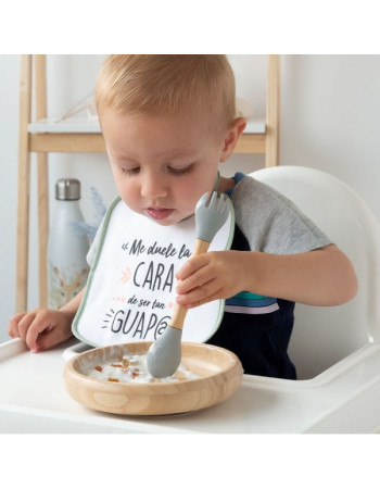 Σετ Φαγητού Bamboo | Γκρι | Kiokids