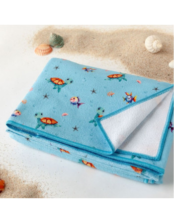 Πετσέτα Παραλίας Microfiber Tortuga Σιέλ 75x150εκ. | Kiokids Πετσέτα Παραλίας Microfiber Tortuga Σιέλ 75x150εκ. | Kiokids