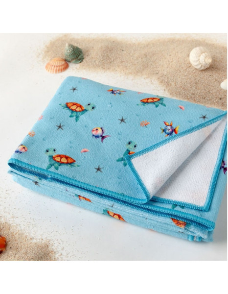 Πετσέτα Παραλίας Microfiber Tortuga Σιέλ 75x150εκ.