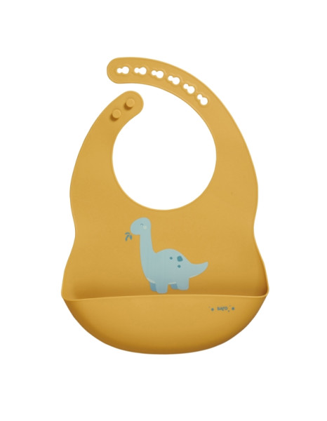 Σαλιάρα Σιλικόνης Happy Dinos Ochre