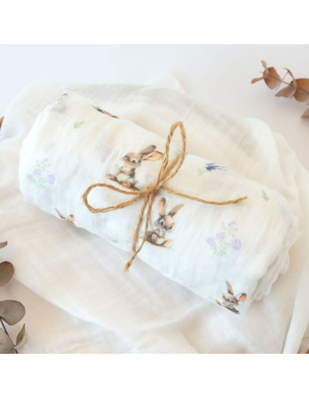 Μουσελίνα Bamboo Lavender Bunny 120x120cm | Kiokids