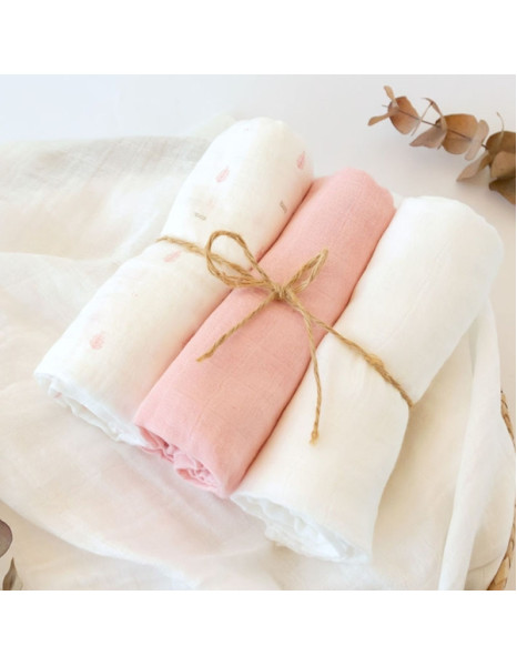 Μουσελίνα Bamboo Petit Pink 70x70εκ. Σετ 3τμχ.
