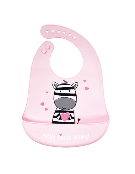 Σαλιάρα Σιλικόνης Zebra Pink