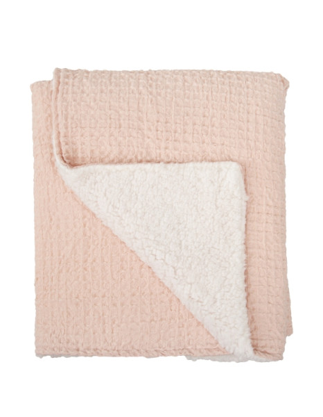 Κουβέρτα Αγκαλιάς διπλής όψης Πικέ/Fleece Ροζ 80x110εκ.