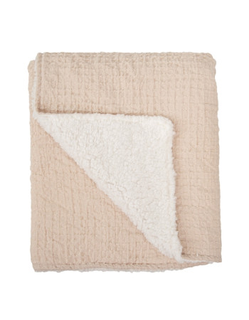 Κουβέρτα Αγκαλιάς διπλής όψης Πικέ/Fleece Μπεζ 80x110εκ. | Bimbidreams