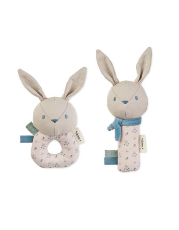 Σετ Κουδουνίστρες Cotton Bunnies Blue | Saro