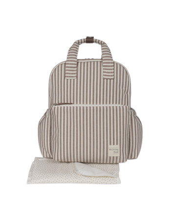 Τσάντα Αλλαξιέρα Backpack Praline Strips Moka | Walking Mum Τσάντα Αλλαξιέρα Backpack Praline Strips Moka | Walking Mum