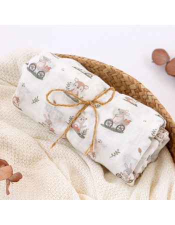 Μουσελίνα Bamboo Animals 120x120εκ. | Kiokids