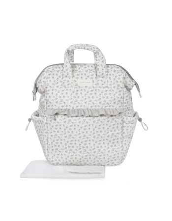 Τσάντα Αλλαξιέρα Backpack Little Bloom Flowers Grey | Pasito a Pasito