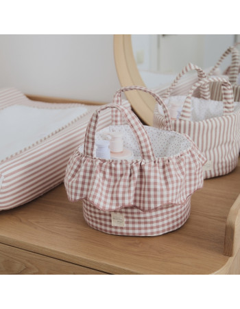 Καλάθι Οργάνωσης Praline Vichy Moka 22x16x22 εκ. | Walking Mum