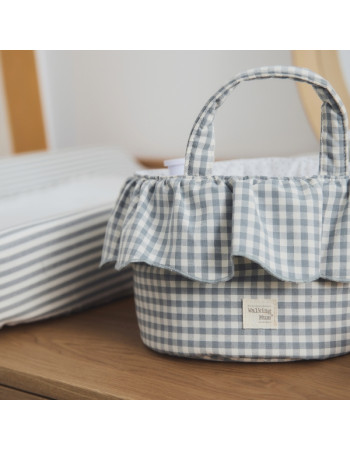 Καλάθι Οργάνωσης Praline Vichy Matcha 22x16x22 εκ. | Walking Mum