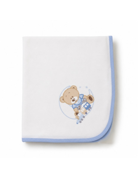 Βαμβακερή Πάνα Αγκαλιάς Teddy Σιέλ 53x63εκ.