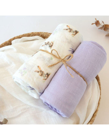 Μουσελίνα Bamboo Lavender Bunny 120x120cm. 2τμχ. | Kiokids