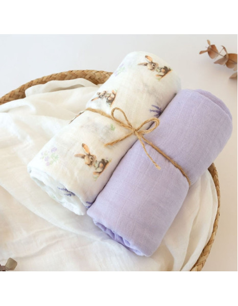 Μουσελίνα Bamboo Lavender Bunny 120x120cm. 2τμχ.