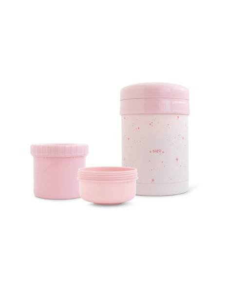 Θερμός Φαγητού με δοχεία Stars Ροζ 700ml.