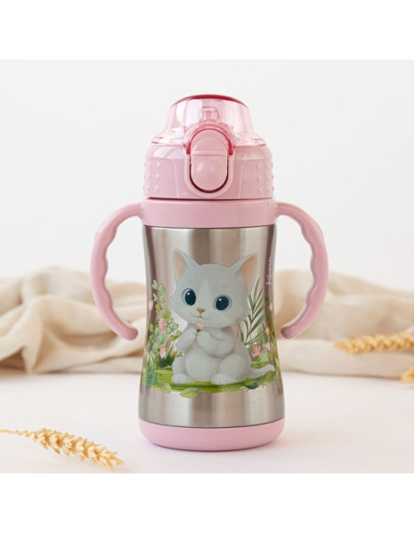 Παγούρι Θερμός με Λαβές Γατάκι 280ml.6+Μ