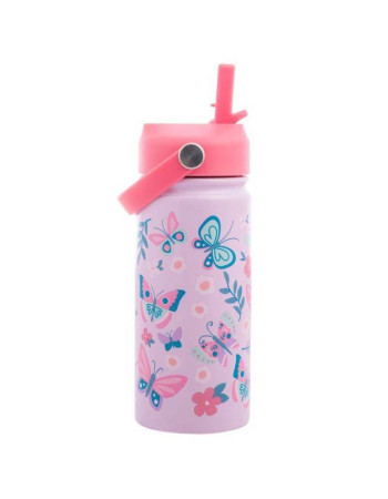 Stephen Joseph Kids Water Bottle Thermos Stainless Steel Non Spill 420ml Butterfly
