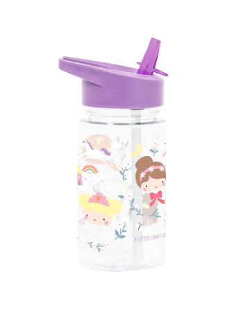 A Little Lovely Company Kids Water Bottle Plastic with Straw 450ml
