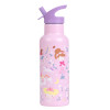 A Little Lovely Company Kids Stainless Steel Thermos Water Bottle with Straw Grey 500ml