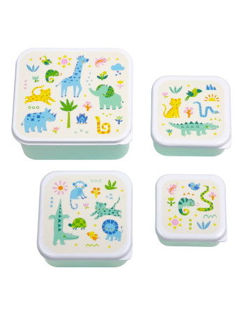 A little lovely company: Σετ 4 δοχεία φαγητού Lunch & Snack Box -Jungle