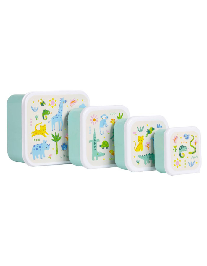 A little lovely company: Σετ 4 δοχεία φαγητού Lunch & Snack Box -Jungle