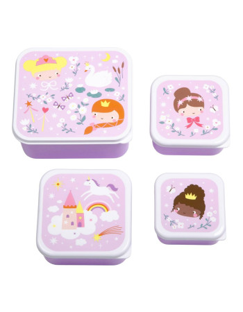 A little lovely company: Σετ 4 δοχεία φαγητού Lunch & Snack Box -Princesses