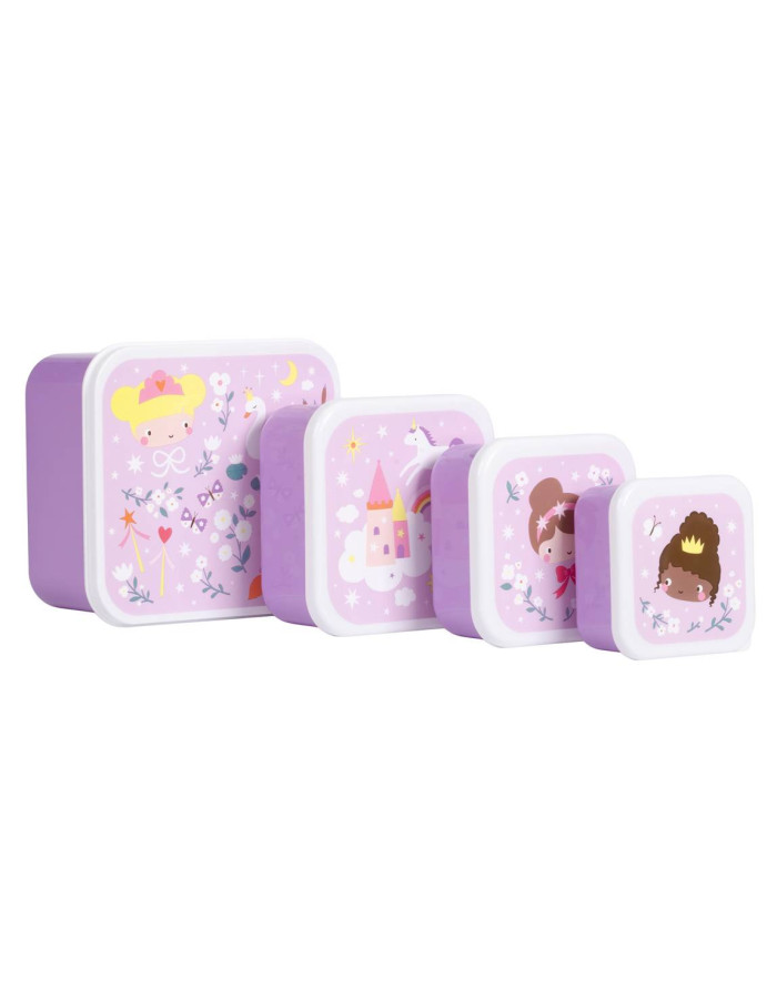 A little lovely company: Σετ 4 δοχεία φαγητού Lunch & Snack Box -Princesses