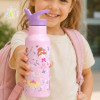 A Little Lovely Company Kids Stainless Steel Thermos Water Bottle with Straw Grey 500ml